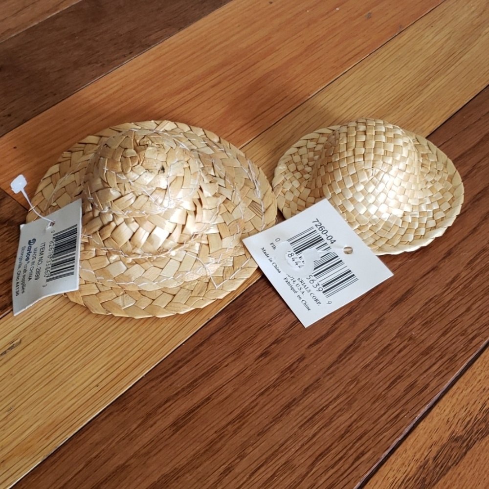 Dollhouse furniture doll hats straw woven hats